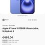 Apple iPhone 16 128GB Ultramarine Image 6