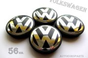 4x VW 56mm Black Chrome logo Volkswagen alloy wheel centre caps cap Hub Cover 56