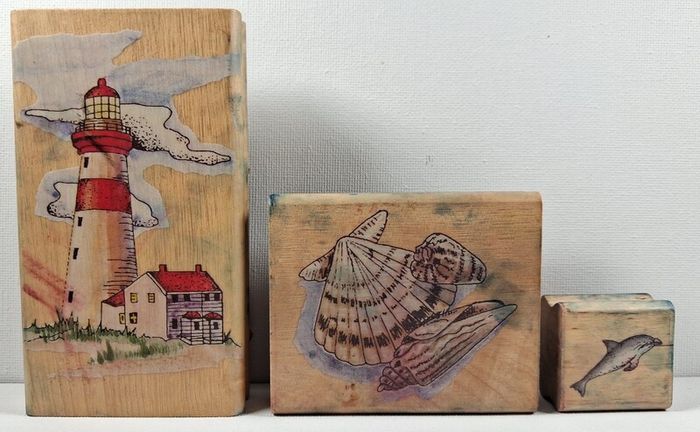 3 vintage wooden stampers