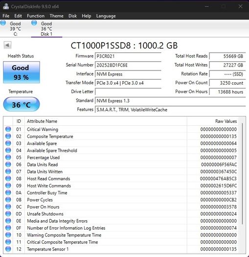 Crucial P1 m.2 2280 1tb