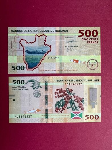 Burundi. 500 Francs  2018  Pick  50b. ( Uncirculated )