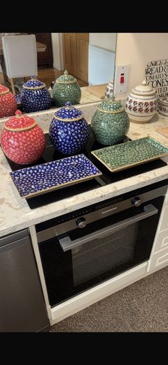 Nicholas Mosse Lawn Cookie Jars and 2 Large Rectangular Plates