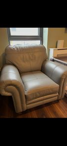 Finline Grey Leather Louis Armchair