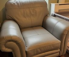 Finline Grey Leather Louis Armchair