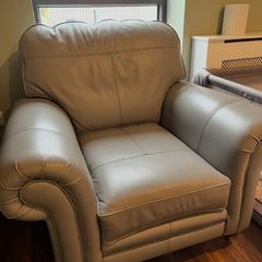 Finline Grey Leather Louis Armchair