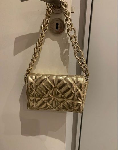 Zara Gold Quilted Chain Shoulder Bag / Evening Bag