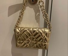 Zara Gold Quilted Chain Shoulder Bag / Evening Bag