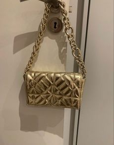 Zara Gold Quilted Chain Shoulder Bag / Evening Bag