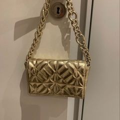 Zara Gold Quilted Chain Shoulder Bag / Evening Bag