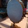 Tall Art Nouveau brass standing mirror Image 2