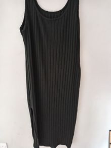 Long fine ribbed dress with side slit and matching long cardigan size 16 -18