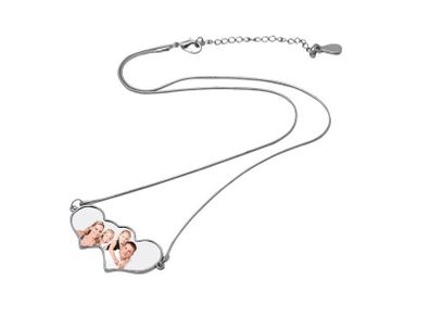 Personalised photo Joining Hearts Pendant with Chain