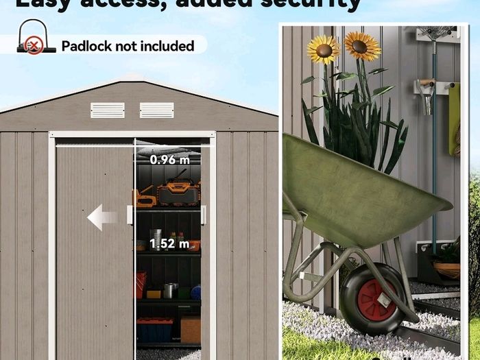 new 9 x 6ft Garden Metal Storage Shed. Outdoor Storage Tool House with Vents,