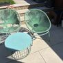 Marks & Spencer Lois garden furniture set in sage green, comprising two armchairs and a matching round table. Image 7