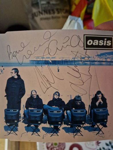 Oasis Roll With It CD single - signed by: Liam, Bonehead,Guigs, Alan White