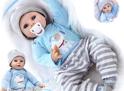 Reborn Dolls 22 inch 55 cm Soft Silicone Vinyl Reborn Baby Dolls Handmade Lifelike Cheap Reborn Baby Boy Children's Best Xmas Toy Birthday Gift (FREE POSTAGE)