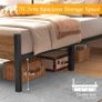 Single Bed Frames with Wood Headboard 31.5cm Metal Platform Bed Frame with Storage Sturdy Non-Slip Without Noise No Box Spring Needed Black & Rustic Brown Image 3