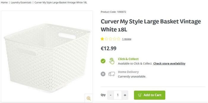 Curver Your Style Large Retangular Basket 18 Litre - White