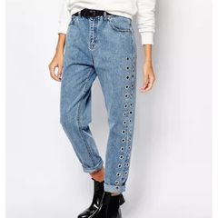 Pull&Bear eyelet high waist relaxed fit jeans size UK8 EU36 Perfect condition Postage included
