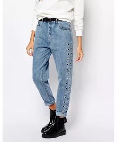 Pull&Bear eyelet high waist relaxed fit jeans size UK8 EU36 Perfect condition Postage included