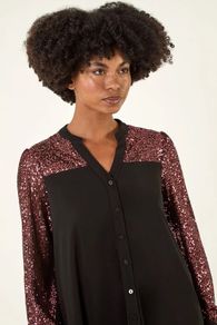 Embellished Sequin Stretch Blouse