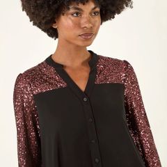 Embellished Sequin Stretch Blouse