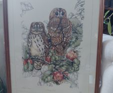 Limited Edition framed 'Tawny Owls' by Elisabeth Luard