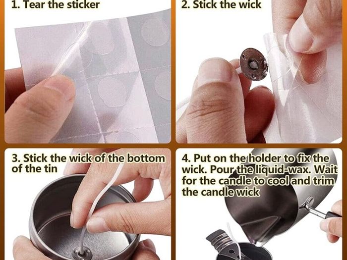206Pcs Candle Craft Kits for Adults Include Wax Melted Pot Candle Wicks Candle Wicks Sticker 3-Hole Candle Wicks Holder Handle Mixing Spoon Candle Container (FREE POSTAGE)