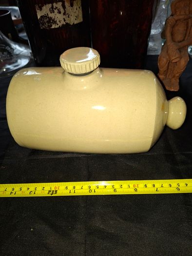 Beautiful Old Hot Water Stoneware Bottle Bed Foot Warmer, Postage Available