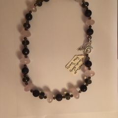 Amethyst, Smokey quartz & Rose quartz necklace