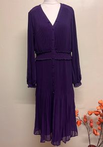 Phase Eight Pleated Dress in Aubergine Size UK12