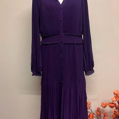 Phase Eight Pleated Dress in Aubergine Size UK12