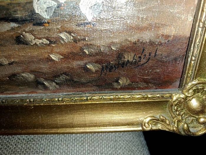 Antique oil painting on canvas.L.Mesterhazy