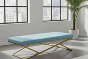 Luxury Eco Leather Bench  Gold Powder-Coated Metal, Heavy Duty