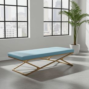 Luxury Eco Leather Bench  Gold Powder-Coated Metal, Heavy Duty
