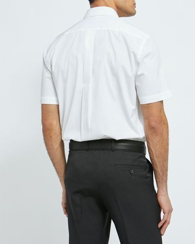 Regular Fit Short-Sleeved Cotton Rich Shirt - White