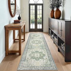 Rug Living Room 80x300cm, Vintage Runner Rug for Hallway, Washable Bedside Rug, Boho Anti Slip Floor Carpets Mat, Long Runner Rug, Length Stair Mats, Entrance, Corridor