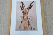 Framed Rabbit - ink/watercolour painting by Jennifer FitzGerald