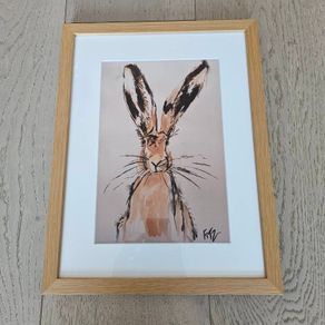 Framed Rabbit - ink/watercolour painting by Jennifer FitzGerald