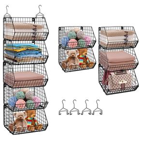 Brand New 5-Shelf Metal Hanging Closet Organiser Wall Mounted - Black.