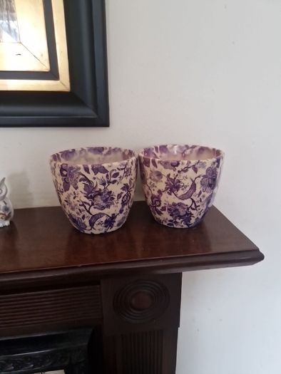 blue / white plantpots