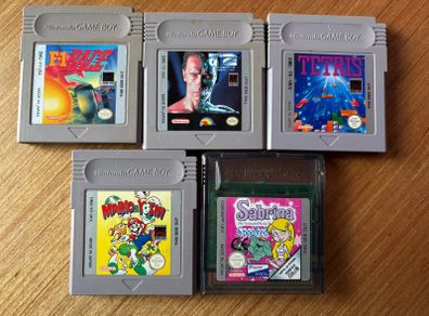 Gameboy games, Terminator, Mario Yoshi, Tetris, F1 Race (free post)