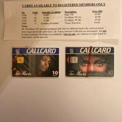 Telecom Eireann Callcard Tia Maria collection Mint Condition 2 x 10 units