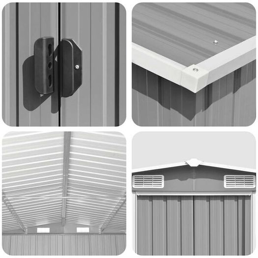 Garden Shed Grey 257x990x181 cm Galvanised steel