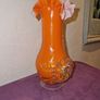 1960's Orange ruffled blown glass vase Image 5