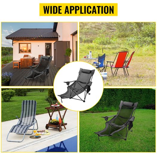 Outdoor Folding Camp Chair Backrest With Footrest Portable Bed Nap Chair For Camping Fishing Foldable Beach Lounge Chair