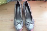 Silver Leather Tamaris slip on wedge shoes Eu 41 size 7