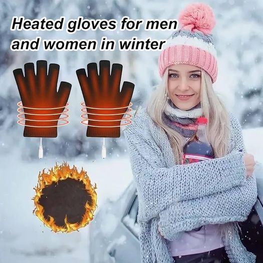 Heated Gloves via USB Mittens, Unisex for Men and Women, Winter Mittens for Warm Hands, Warm, for Working on Laptop, Fingerless, Knitted Gloves, Washable