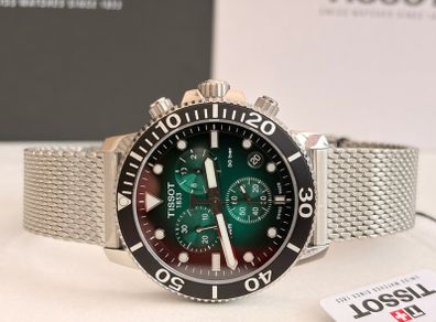 Tissot Chronograph Watch SEASTAR 1000 Green Mesh T1204171109100