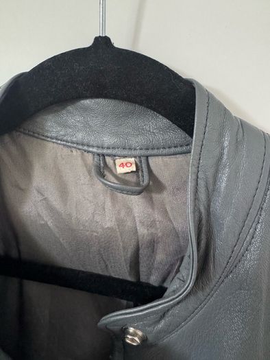 Vintage Grey Leather Jacket Size 40
